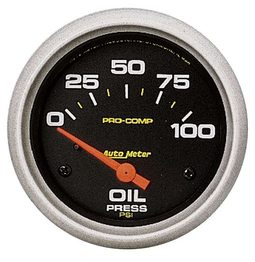 Oil Pressure Gauge - Pro-Comp - 0-100 psi - Electric - Analog - Short Sweep - 2-5/8 in Diameter - Black Face - Each
