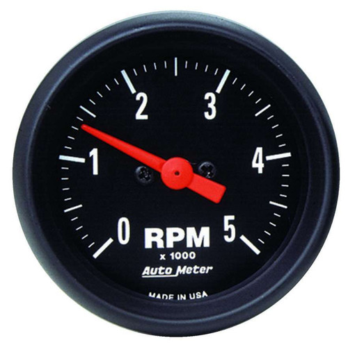 Tachometer - Z-Series - 5000 RPM - Electric - Analog - 2-1/16 in Diameter - Dash Mount - Black Face - Each Tachometer - Z-Series - 5000 RPM - Electric - Analog - 2-1/16 in Diameter - Dash Mount - Black Face - Each