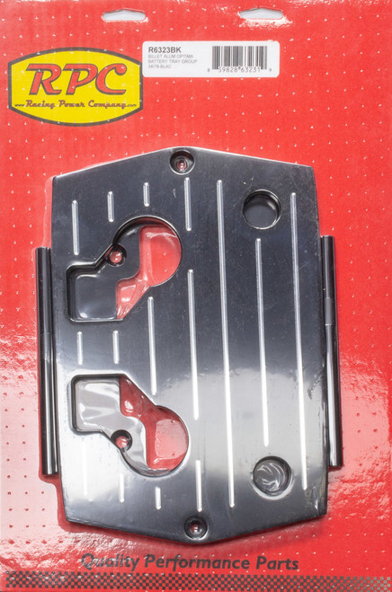 Battery Tray - Ball Milled - 11.438 in Length x 7.688 in Wide - Hardware Included - Aluminum - Black Powder Coat - Optima Blue / Red / Yellow Top Batteries - Type 34 / 78 - Each