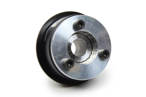 Steering Wheel Quick Release - Pinless - 360 Degree Release - Aluminum - Black Anodized - 3-Bolt Steering Wheel - Ford 40 Spline Shaft - Kit