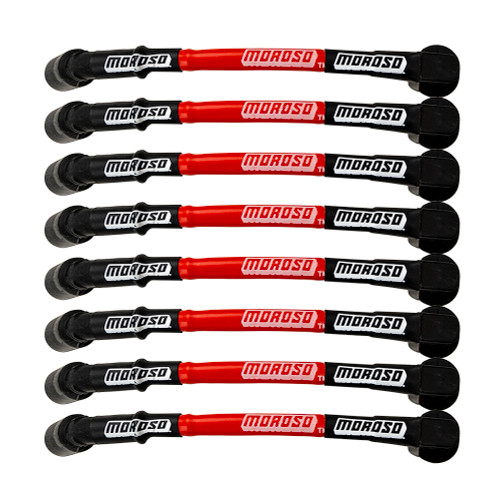 Spark Plug Wire Set - Ultra - Spiral Core - 7 mm - Sleeved - Red - 90 Degree Plug Boots - Factory Style Boots - 11.00 in Long - GM LS-Series - Kit
