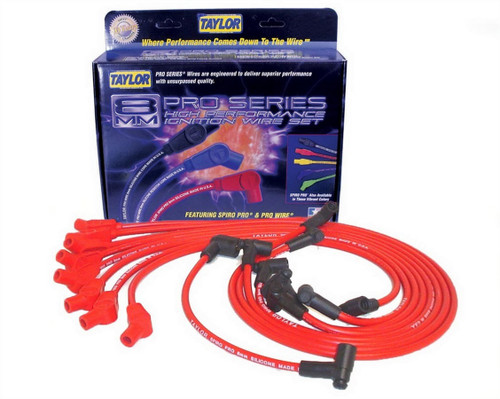 Spark Plug Wire Set - Spiro-Pro - Spiral Core - 8 mm - Red - 135 Degree Plug Boots - HEI Style Terminal - Chevy V8 - Kit