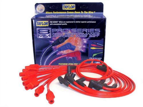 Spark Plug Wire Set - Spiro-Pro - Spiral Core - 8 mm - Red - Straight Plug Boots - HEI Style Terminal - Small Block Mopar - Kit