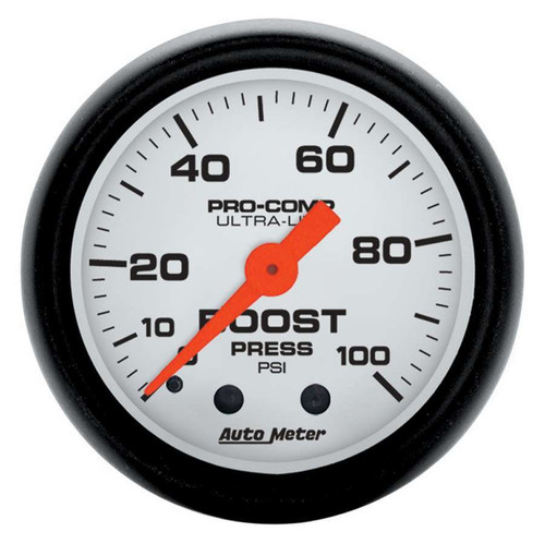 Boost Gauge - Phantom - 0-100 psi - Mechanical - Analog - 2-1/16 in Diameter - White Face - Each