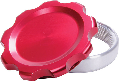 Bung and Cap Kit - 3.000 in OD - Weld-On - Aluminum Bung - Aluminum Threaded Cap - Red Anodized - Kit