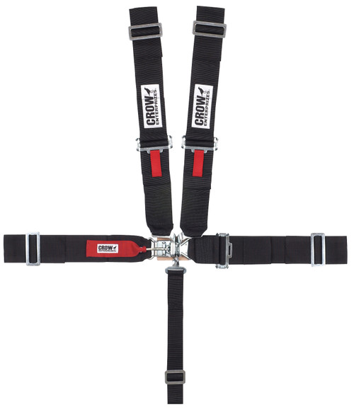 Harness - 5 Point - Latch and Link - SFI 16.1 - Pull Down Adjust - Left Adjust Only - Wrap Around - Individual Harness - Black - Kit