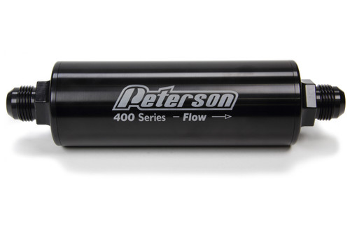 Fuel Filter - 400 Series - In-Line - 45 Micron - Stainless Element - 12 AN Male Inlet - 12 AN Male Outlet - Aluminum - Black Anodized - Each