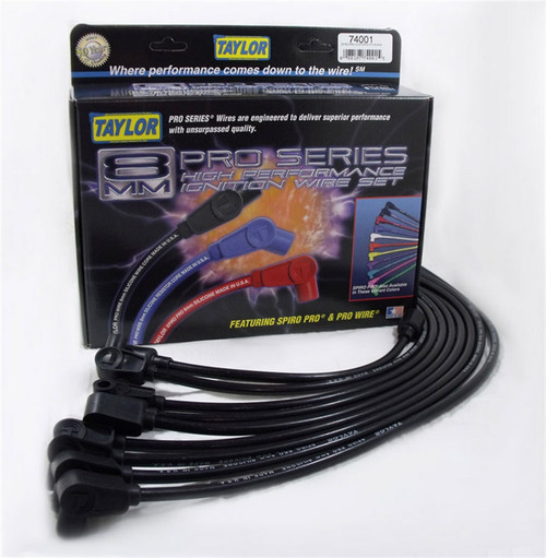 Spark Plug Wire Set - Spiro-Pro - Spiral Core - 8 mm - Black - 90 Degree Plug Boots - Socket Style - Small Block Chevy - Kit
