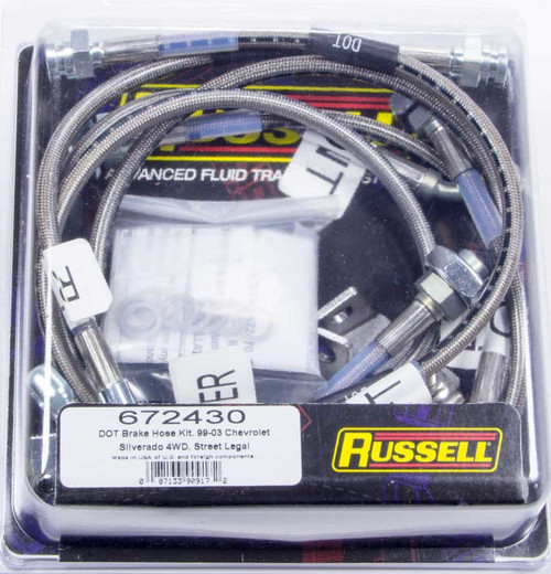 Brake Hose Kit - Street Legal - DOT Approved - Braided Stainless - GM Truck 1999-2005 - Kit