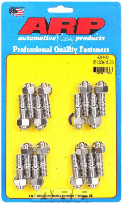 Header Stud - 3/8 in Diameter - 1.67 in Long - Hex Nuts - Stainless - Polished - Big Block Chevy - Set of 16 Header Stud - 3/8 in Diameter - 1.67 in Long - Hex Nuts - Stainless - Polished - Big Block Chevy - Set of 16