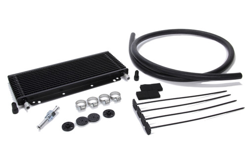 Fluid Cooler - Max Cool - 11 x 4 x 0.75 in - Plate and Fin Type - 11/32 in Hose Barb Inlet / Outlet - Fitting / Hardware / Hose - Aluminum - Black Paint - Automatic Transmission - Kit