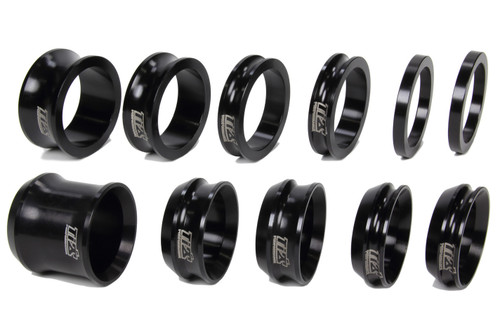 Axle Spacer Kit - Two 0.250 / Two 0.500 / One 0.750 / One 1.000 in Straight - Two 0.750 / Two 1.000 / One 2.000 in Tapered - Aluminum - Black Anodized - 1-7/8 in Mini Sprint Axle - Kit