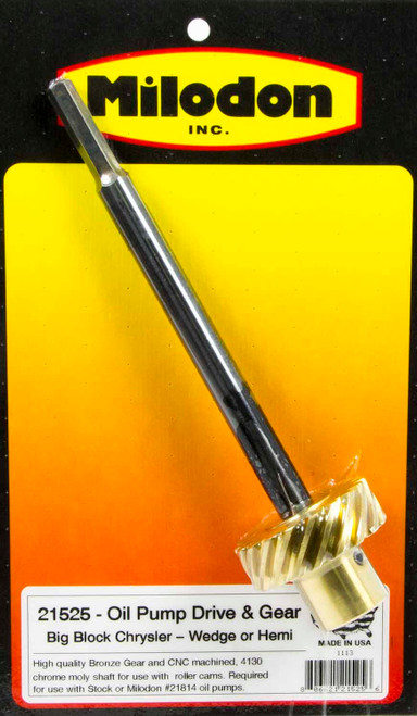 Oil Pump Drive Shaft - 7.875 in Long - Bronze Gear - Chromoly - Mopar B / RB-Series / 426 Hemi - Each