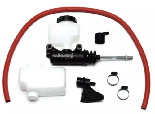 Master Cylinder - 7/8 in Bore - 1.120 in Stroke - Remote Reservoir - 1/4 in Host - Aluminum - Black Paint - Kit