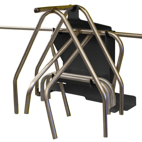 Nerf Bar and Bumper Rack - Wall Mount - U Channels - Aluminum - Black Powder Coat - Each