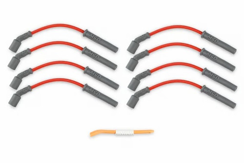 Spark Plug Wire Set - Super Conductor - Spiral Core - 8.5 mm - Red - Straight Plug Boots - Socket Style - GM LS-Series - Kit