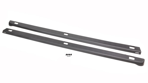 Bed Rail Caps - SmoothBack - Stick-On - Stake Pocket Holes - Plastic - Black - 8 ft Bed - GM Fullsize Truck 1999-2007 - Pair