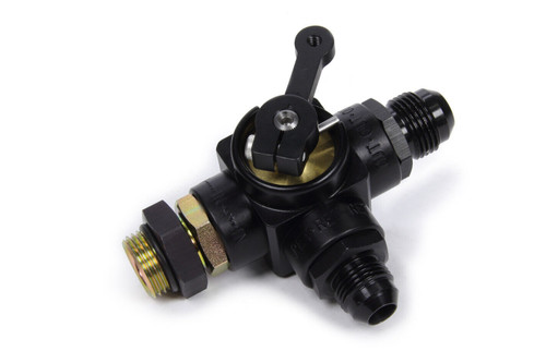 Shut Off Valve - Manual - 10 AN Male O-Ring Inlet - 10 AN Male Outlet - 10 AN Male Return - Aluminum - Black Anodized - Each