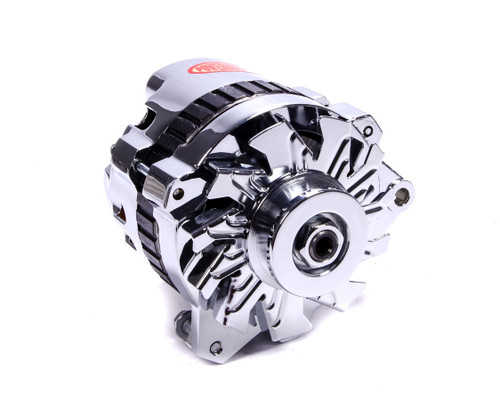 Alternator - CS130 - 140 amps - 12V - 1-Wire / 3-Wire - Single V-Belt Pulley - Left Offset - Aluminum Case - Chrome - GM - Each Alternator - CS130 - 140 amps - 12V - 1-Wire / 3-Wire - Single V-Belt Pulley - Left Offset - Aluminum Case - Chrome - GM - Each