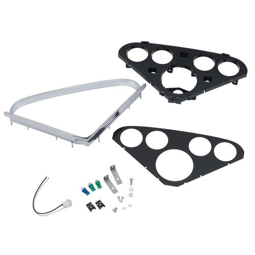 Gauge Mounting Panel - Nostalgia - One 3-3/8 in Hole - Four 2-1/16 in Holes - Indicators - Plastic - Black / Chrome - Chevy Truck 1955-59 - Each