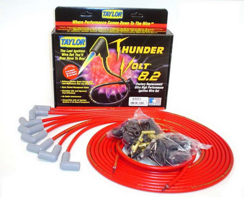 Spark Plug Wire Set - ThunderVolt - Spiral Core - 8.2 mm - Red - 90 Degree Plug Boots - HEI / Socket Style - Cut-To-Fit - V8 - Kit