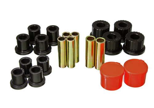 Leaf Spring Bushing Kit - Hyper-Flex - Rear - Polyurethane / Steel - Black / Cadmium - Ford Compact Truck 1998-2011 - Kit