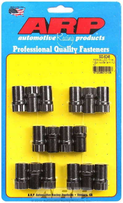 Rocker Arm Nut - 7/16-20 in Thread - 0.600 in Shank Diameter - 1.200 in Long - Chromoly - Black Oxide - Aluminum Rockers - Set of 16