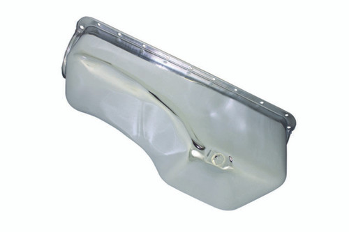 Engine Oil Pan - Front Sump - Stock Capacity - Stock Depth - Steel - Chrome - Big Block Ford - Each