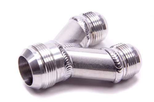 Fitting - Y Block - 20 AN Male Inlet - Dual 16 AN Male Outlets - Aluminum - Natural - Each Fitting - Y Block - 20 AN Male Inlet - Dual 16 AN Male Outlets - Aluminum - Natural - Each