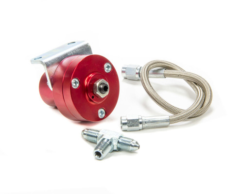 Throwout Bearing Adjuster - Hydraulic - 3 AN Inlet - 3 AN Outlet - Braided Stainless Hose - Aluminum - Red Anodized - Kit
