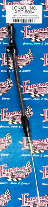 Engine Oil Dipstick - Block Mount - Braided Stainless - Stainless - Black - Small Block Ford - Each Engine Oil Dipstick - Block Mount - Braided Stainless - Stainless - Black - Small Block Ford - Each