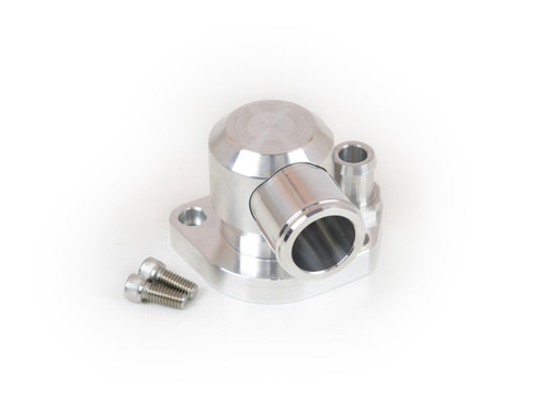 Water Neck - 90 Degree - 1-1/2 in ID Hose - Swivel - Water Bypass Fitting - Stainless Hardware - Billet Aluminum - Natural - Small Block Ford - Each