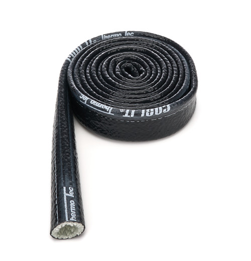 Hose and Wire Sleeve - Heat Sleeve - 1 in ID - 10 ft - Silicone / Fiberglass - Black - Each