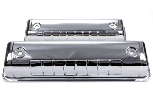 Valve Cover - Tall - 3-1/2 in Height - Breather Holes - Steel - Chrome - Ford Y-Block - Pair