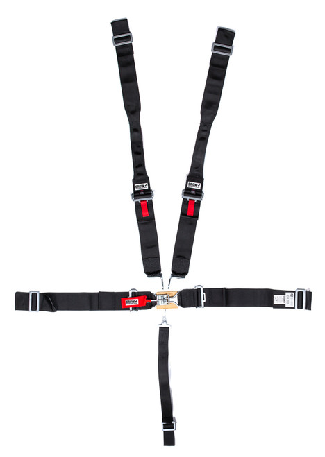 Harness - 5 Point - Latch and Link - SFI 16.1 - 50 in Length - Pull Down Adjust - Wrap Around - Individual Harness - HANS Ready - Black - Kit