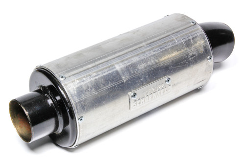 Muffler - Micro / Mini - 2 in Inlet - 2-1/8 in Outlet - 4 in Diameter Body - 8 in Long - Aluminum - Black Paint - Each