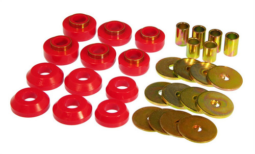 Body Mount Bushing - Polyurethane / Steel - Red / Cadmium - GM F-Body 1976-81 - Kit