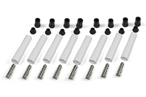 Boot / Terminal Kit - Spark Plug - 8 mm - Ceramic - White - Straight - Set of 8
