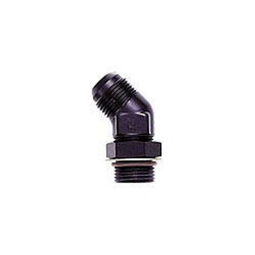 Fitting - Adapter - 45 Degree - 10 AN Male to 8 AN Male O-Ring - Aluminum - Black Anodized - Each