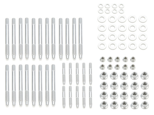 Cylinder Head Stud Kit - 7/16-20 in / 5/16-24 in Studs - 12 Point Nuts - Steel - Zinc Oxide - GM LS-Series 2004-07 - Kit