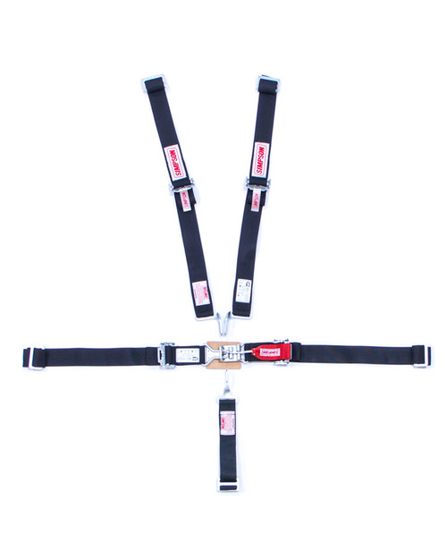 Harness - 5 Point - Latch and Link - SFI 16.1 - 55 in Length - Pull Down Adjust - Wrap Around - Black - Kit