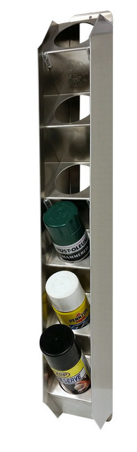 Aerosol Can Holder - Single Row - 5.25 in Deep - 30.25 in Tall - 6 Can Capacity - Aluminum - Natural - Each