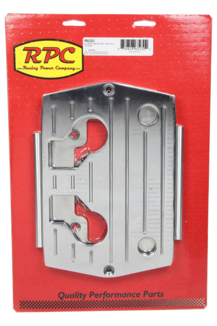 Battery Tray - Ball Milled - 11.438 in Length x 7.688 in Wide - Hardware Included - Aluminum - Polished - Optima Blue / Red / Yellow Top Batteries - Type 34 / 78 - Each