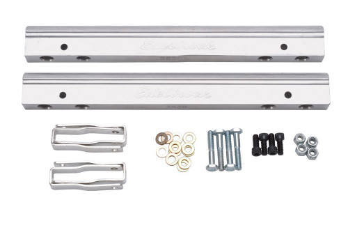 Fuel Rail - Victor E EFI - Hardware Included - Aluminum - Clear Anodized - Edelbrock Victor E 23 Degree Manifold - Small Block Chevy - Kit