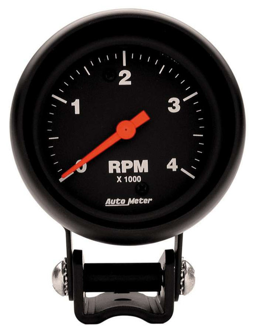 Tachometer - Z-Series - 4000 RPM - Electric - Analog - 2-5/8 in Diameter - Pedestal Mount - Black Face - Each Tachometer - Z-Series - 4000 RPM - Electric - Analog - 2-5/8 in Diameter - Pedestal Mount - Black Face - Each