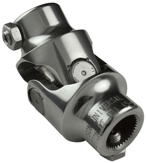 Steering Universal Joint - Single Joint - 3/4 in Ford V to 3/4 in Double D - Stainless - Polished - Ford Mustang 1994-2014 - Each