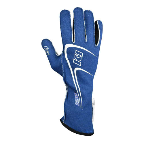 Driving Gloves - Track 1 - SFI 3.3/5 - Double Layer - Nomex - Silicone Palm - Blue / White - Youth 2X-Small - Pair