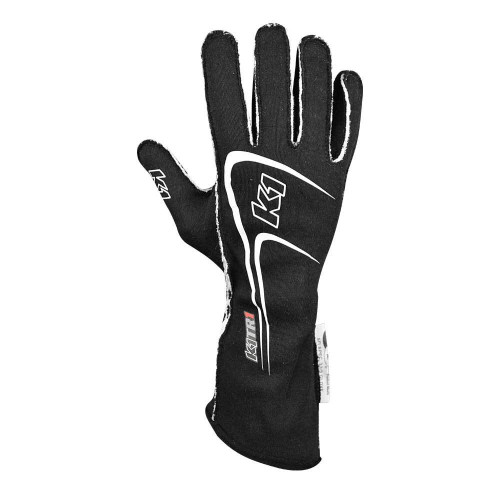 Driving Gloves - Track 1 - SFI 3.3/5 - Double Layer - Nomex - Silicone Palm - Black / White - Youth X-Small - Pair