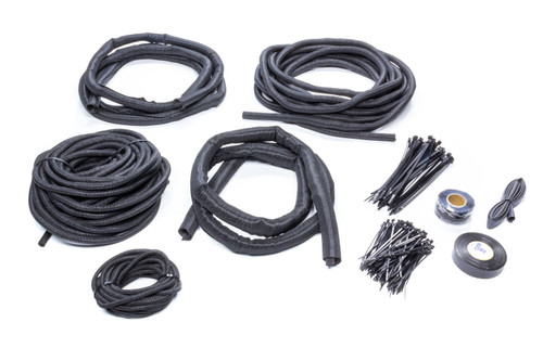 Hose and Wire Sleeve - ClassicBraid Chassis Kit - 1/8 to 1 in Diameter / Heat Shrink / Ties / Tape - Split - Knitted Cloth - Black - Kit