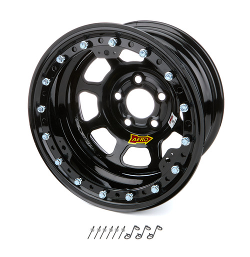Wheel - 53-Series - 15 x 8 in - 1.000 in Backspace - 5 x 5.00 in Bolt Pattern - Beadlock - Steel - Black Powder Coat - Each